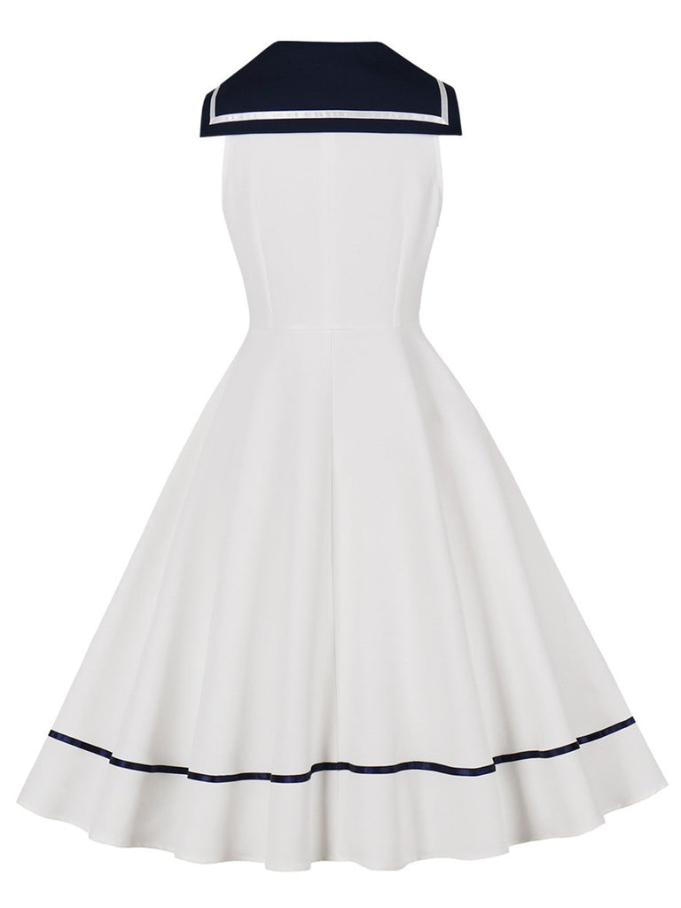 1950s-Sailor-Red-Bow-Sleeveless-Swing-Dress, vintage, retro, dress