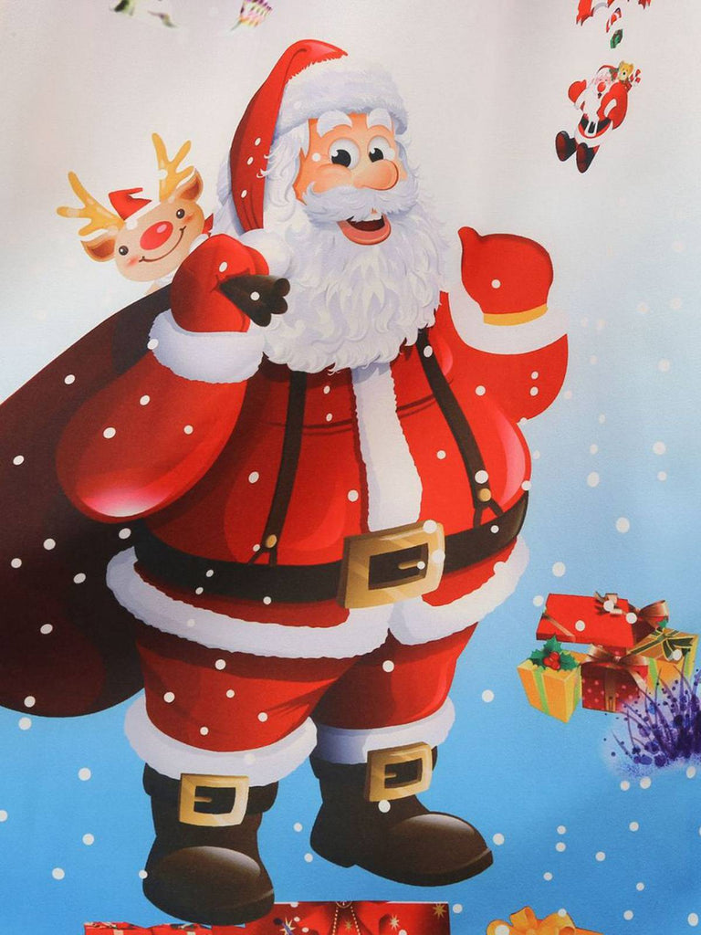 1950s Santa Claus Snowflake U-Neck Swing Dress — a 1950s silhouette that turns sidewalks into runways