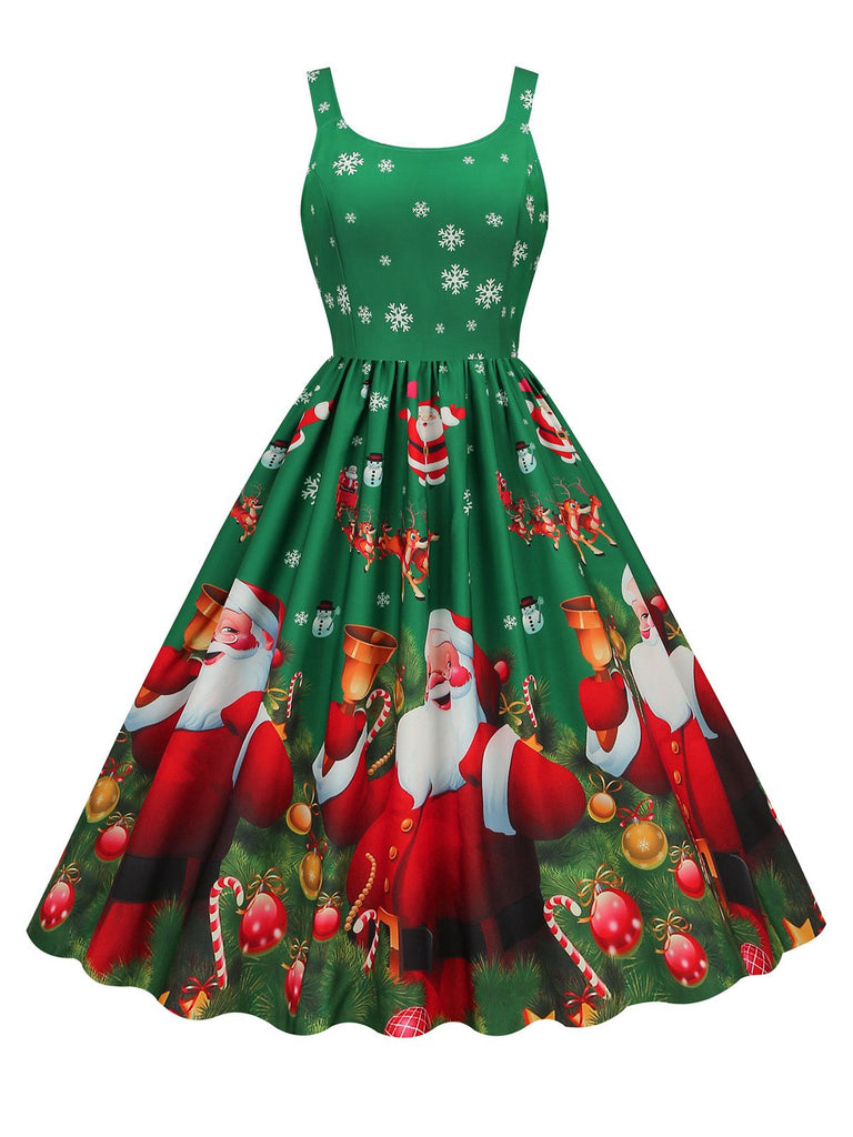 1950s Santa Claus Snowflake U-Neck Swing Dress: where 1950s romance meets her modern spirit