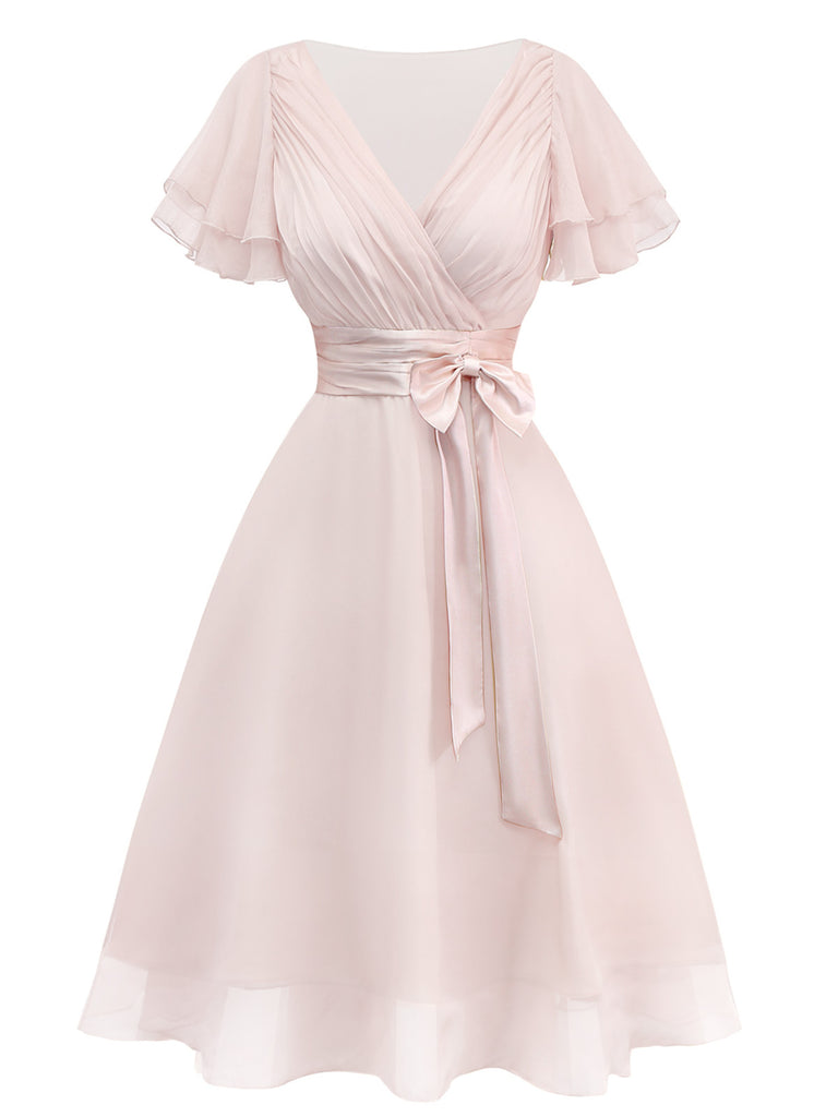 Champagne 1950s Satin Belt Tulle Cocktail Dress, vintage dress, retro fashion, rockabilly, pin-up fashion - perfect for women who love vintage and retro fashion
