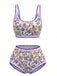 1950s Scoop Neck Floral High-Waist Bikini Set, vintage swimsuit, pin-up swimwear - perfect for women who love vintage and retro fashion