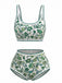 1950s Scoop Neck Floral High-Waist Bikini Set, vintage swimsuit, pin-up swimwear - perfect for women who love vintage and retro fashion