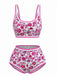 1950s Scoop Neck Floral High-Waist Bikini Set, vintage swimsuit, pin-up swimwear - perfect for women who love vintage and retro fashion