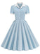 This 1950s Shirt Collar Buttons Swing Dress wraps her in 1950s elegance, one twirl at a time