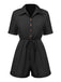 1950s Shirt Neck Lace-Up Solid Romper — 1950s elegance she can wear anywhere