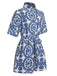 1950s Shirt Neck Print Belted Romper — 1950s elegance she can wear anywhere