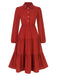 She slips into this 1950s Shirt Neck Tiered Solid Midi Dress and suddenly it's a 1950s daydream