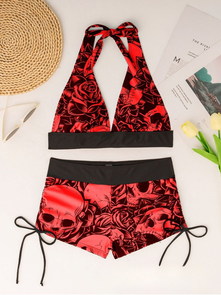 1950s Print Modest Tankini Set 8