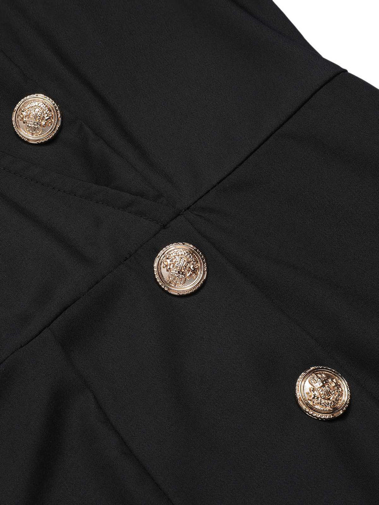 1950s Sleeveless Buttoned Solid Jumpsuit — 1950s style that transcends decades