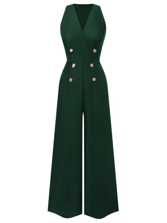 1950s Sleeveless Buttoned Solid Jumpsuit | 1950s | vintage romper, retro jumpsuit