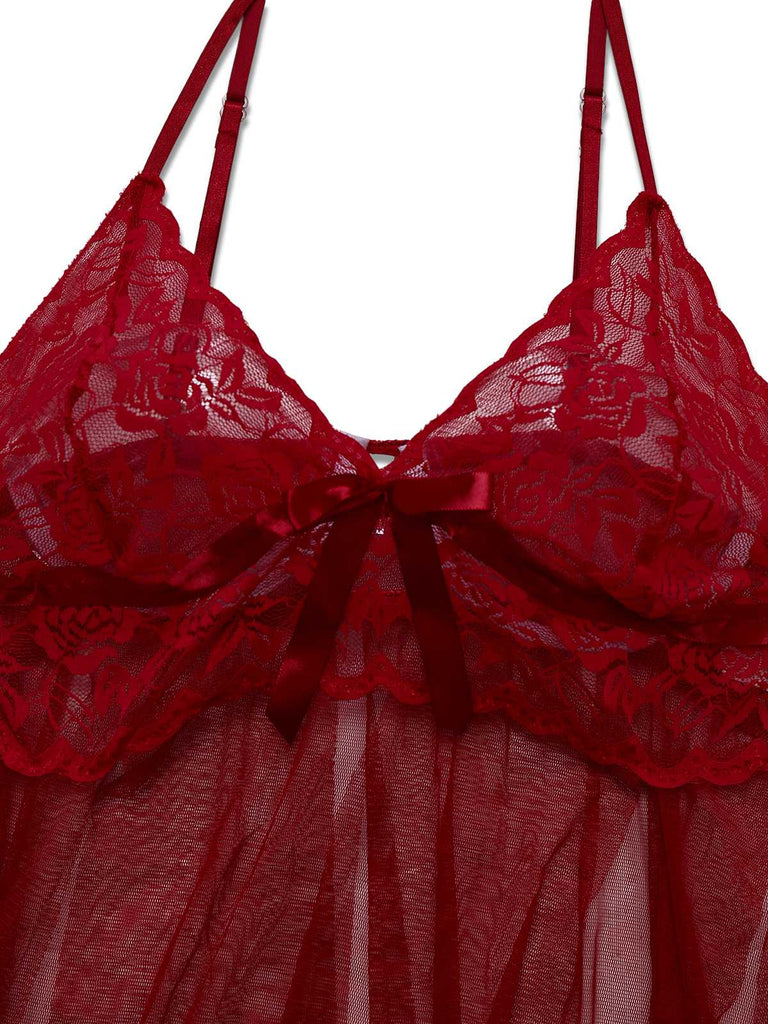 1950s Slip Lace Bow Sheer Nightdress - vintage dress, retro fashion, rockabilly