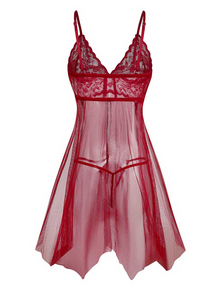 1950s Slip Lace Bow Sheer Nightdress - vintage dress, retro fashion, rockabilly