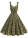 1950s Slip V-Neck Plaid Swing Dress - vintage dress, retro fashion, rockabilly