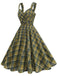 1950s Slip V-Neck Plaid Swing Dress - vintage dress, retro fashion, rockabilly
