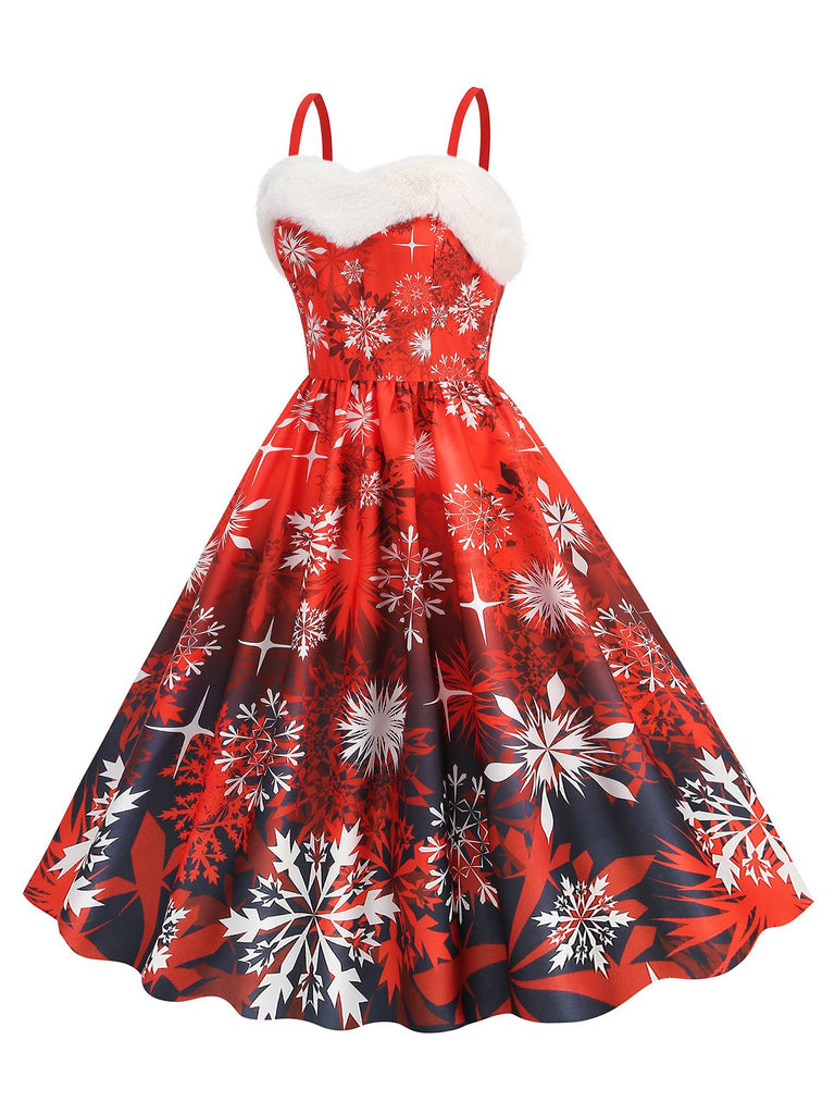 1950s Snowflake Fur Collar Christmas Dress: where 1950s romance meets her modern spirit
