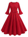 She slips into this 1950s Solid Bell Sleeves Swing Dress and suddenly it's a 1950s daydream