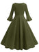 This 1950s Solid Bell Sleeves Swing Dress wraps her in 1950s elegance, one twirl at a time
