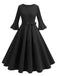 She slips into this 1950s Solid Bell Sleeves Swing Dress and suddenly it's a 1950s daydream