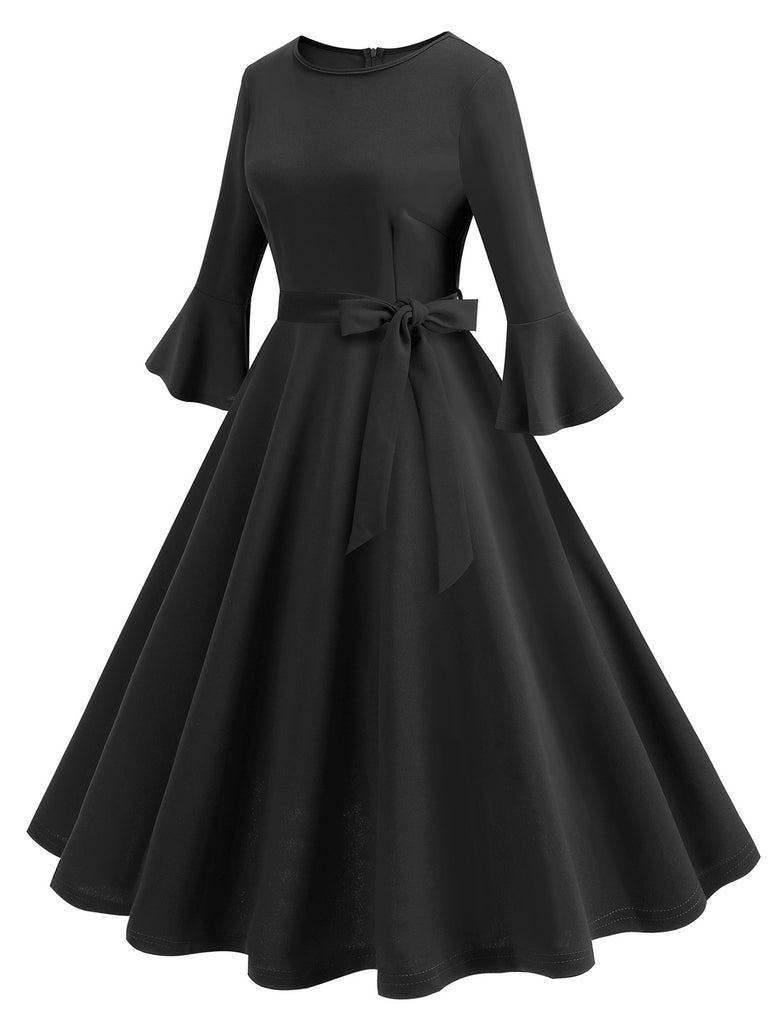 1950s Solid Bell Sleeves Swing Dress: where 1950s romance meets her modern spirit