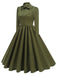 1950s Solid Bow Collar Buttoned Swing Dress — a 1950s silhouette that turns sidewalks into runways