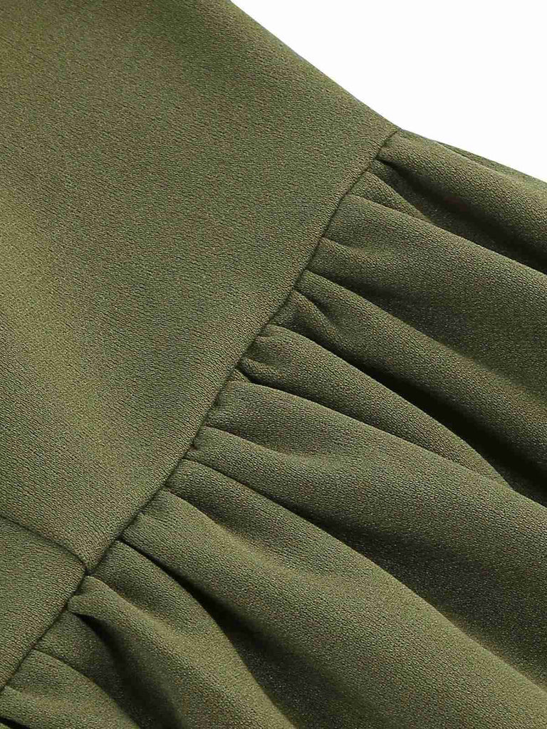 1950s Solid Bow Collar Buttoned Swing Dress: where 1950s romance meets her modern spirit