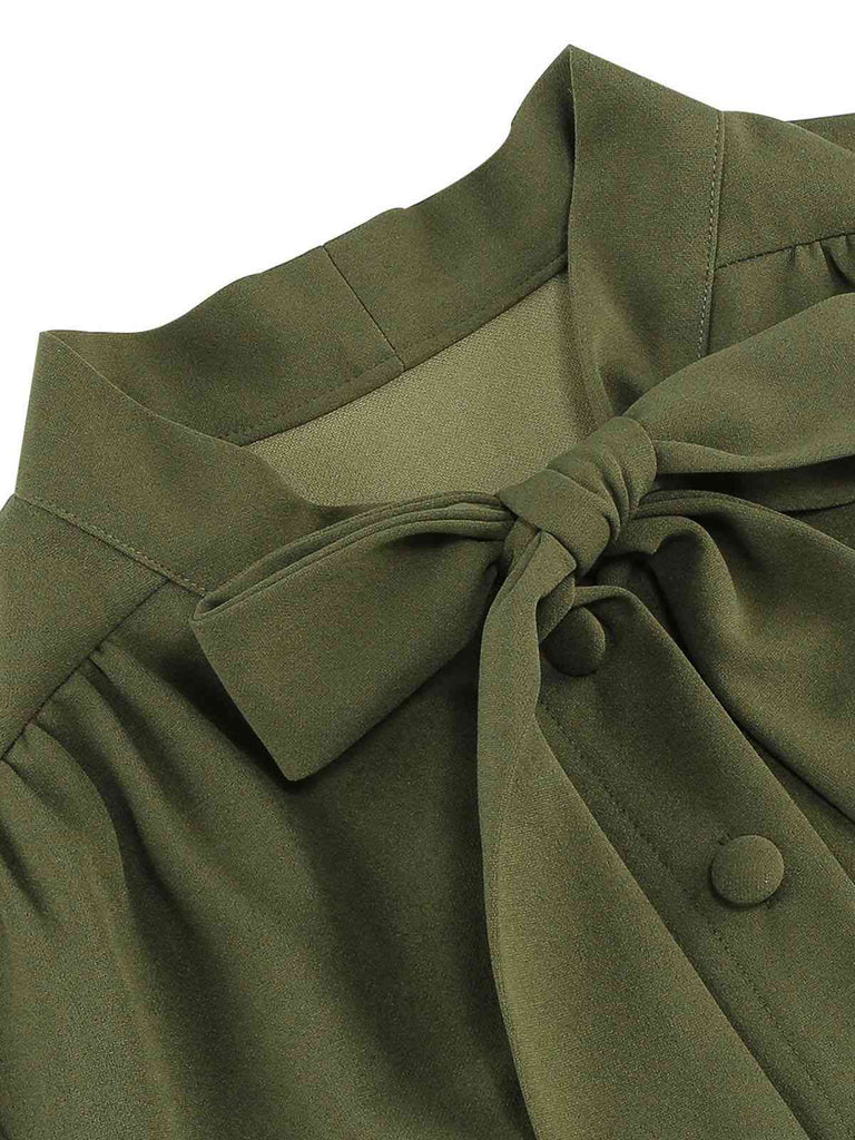 1950s Solid Bow Collar Buttoned Swing Dress — the kind of 1950s dress that makes strangers smile