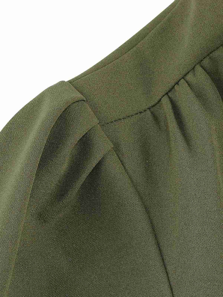 1950s Solid Bow Collar Buttoned Swing Dress — a 1950s silhouette that turns sidewalks into runways