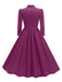1950s Solid Bow Collar Buttoned Swing Dress: where 1950s romance meets her modern spirit