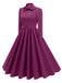 This 1950s Solid Bow Collar Buttoned Swing Dress wraps her in 1950s elegance, one twirl at a time