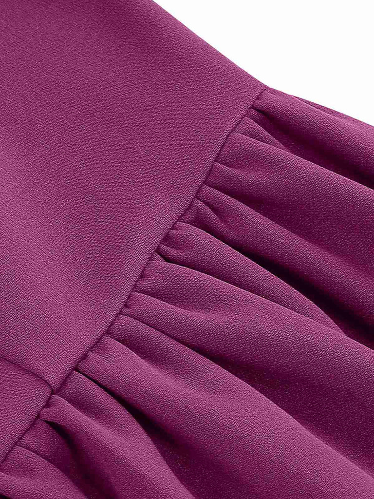 1950s Solid Bow Collar Buttoned Swing Dress — a 1950s silhouette that turns sidewalks into runways
