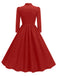 1950s Solid Bow Collar Buttoned Swing Dress: where 1950s romance meets her modern spirit