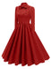 This 1950s Solid Bow Collar Buttoned Swing Dress wraps her in 1950s elegance, one twirl at a time