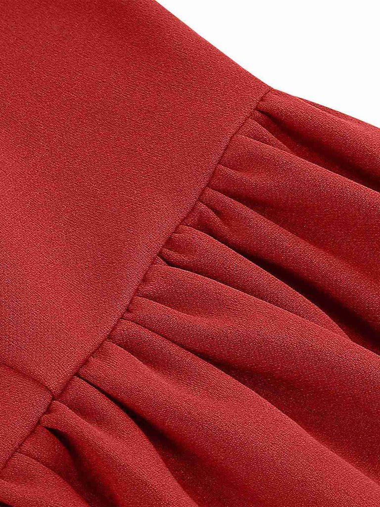 1950s Solid Bow Collar Buttoned Swing Dress — the kind of 1950s dress that makes strangers smile