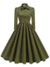 This 1950s Solid Bow Collar Buttoned Swing Dress wraps her in 1950s elegance, one twirl at a time
