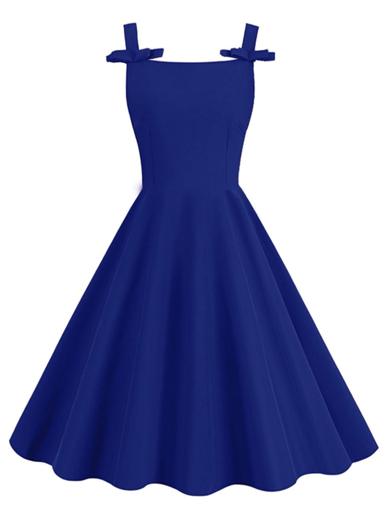 This 1950s Solid Bowknot Sleeveless Square Neck Dress wraps her in 1950s elegance, one twirl at a time