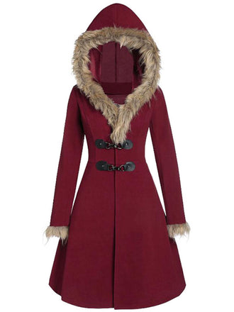 1950s Solid Buckle Fur Trimmed Coat: timeless style reimagined