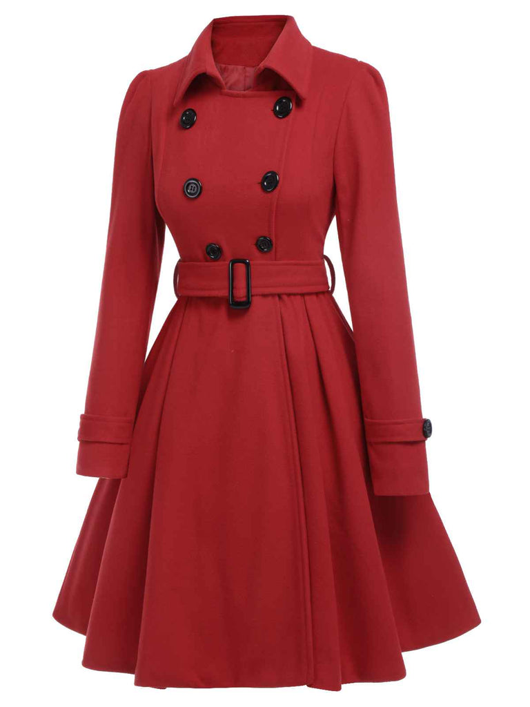 1950s Solid Color Lapel Slim Coat: 1950s tailoring for the woman who leads
