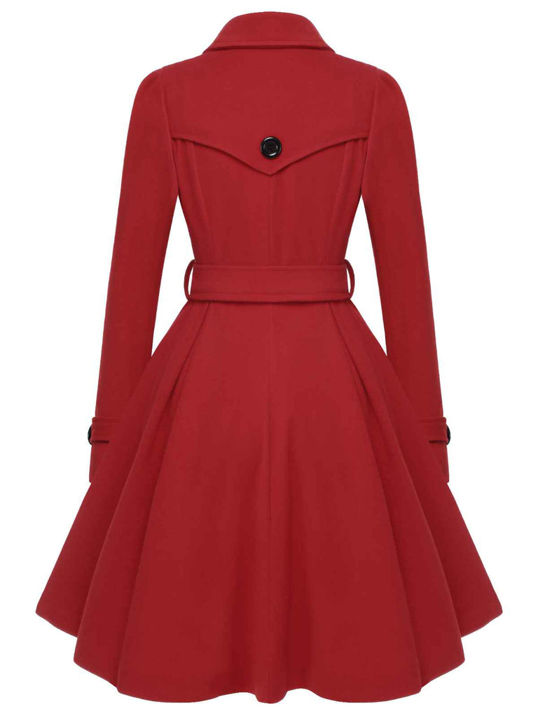 This 1950s Solid Color Lapel Slim Coat is her armor of 1950s elegance