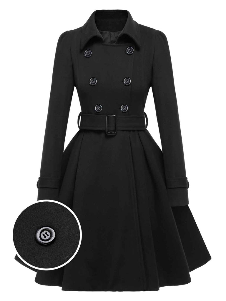 1950s Solid Color Lapel Slim Coat - vintage fashion, retro style