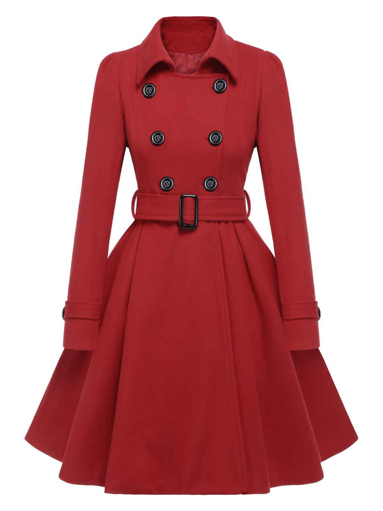 1950s Solid Color Lapel Slim Coat - vintage fashion, retro style
