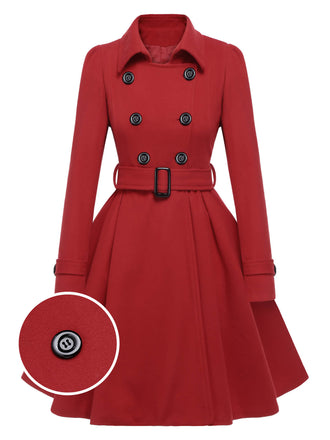 1950s Solid Color Lapel Slim Coat, vintage coat, retro outerwear - perfect for women who love vintage and retro fashion