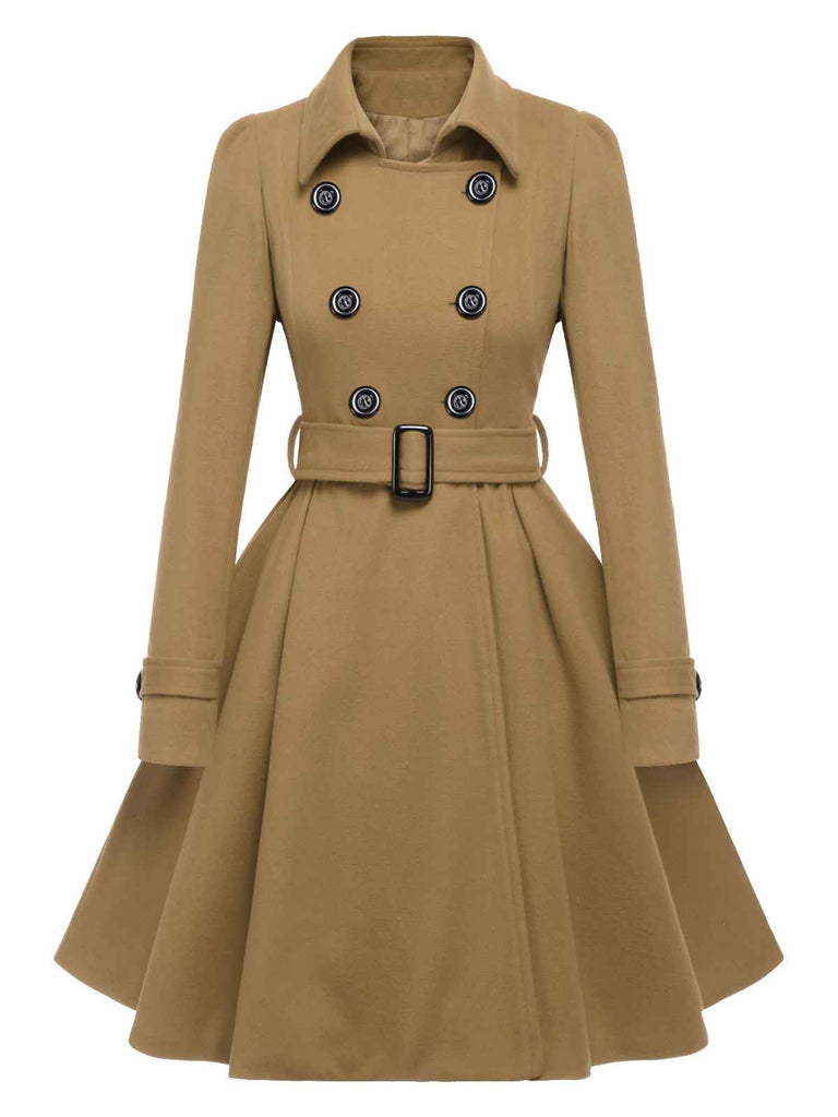 This 1950s Solid Color Lapel Slim Coat is her armor of 1950s elegance
