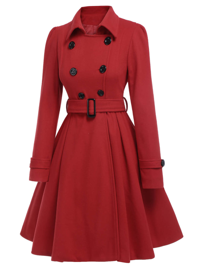 1950s Solid Color Lapel Slim Coat - vintage fashion, retro style
