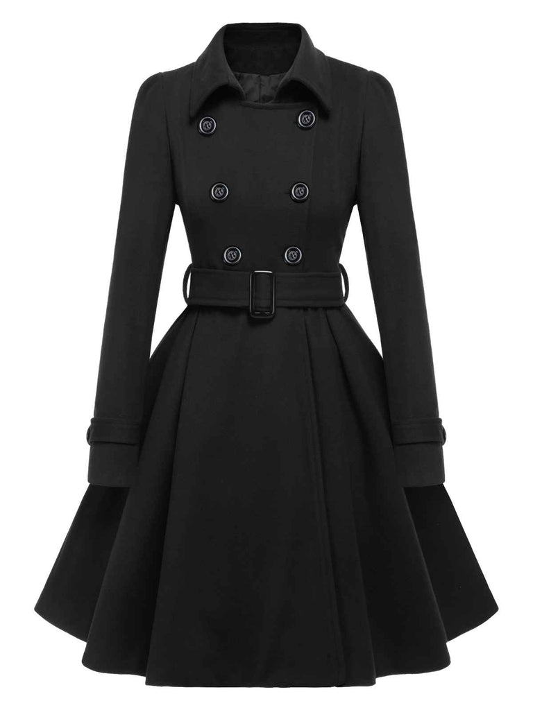 1950s Solid Color Lapel Slim Coat - vintage fashion, retro style