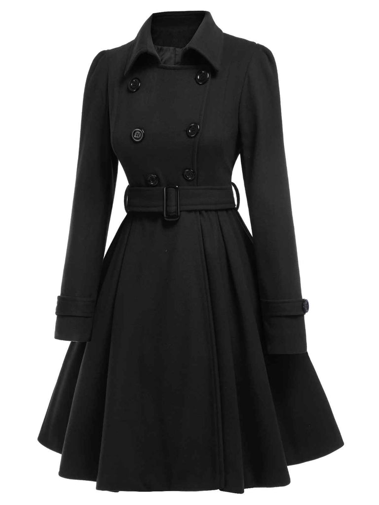 1950s Solid Color Lapel Slim Coat - vintage fashion, retro style