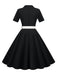 1950s Solid Contrast Lapel Belt Dress, vintage dress, retro fashion, rockabilly, pin-up fashion - perfect for women who love vintage and retro fashion