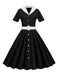 1950s Solid Contrast Lapel Belt Dress: where 1950s romance meets her modern spirit