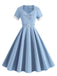 She slips into this 1950s Solid Contrast V-Neck Swing Dress and suddenly it's a 1950s daydream