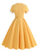 1950s Solid Contrast V-Neck Swing Dress: where 1950s romance meets her modern spirit