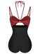 1950s Solid Cutout Halter Strap Swimsuit, vintage swimsuit, pin-up swimwear - perfect for women who love vintage and retro fashion